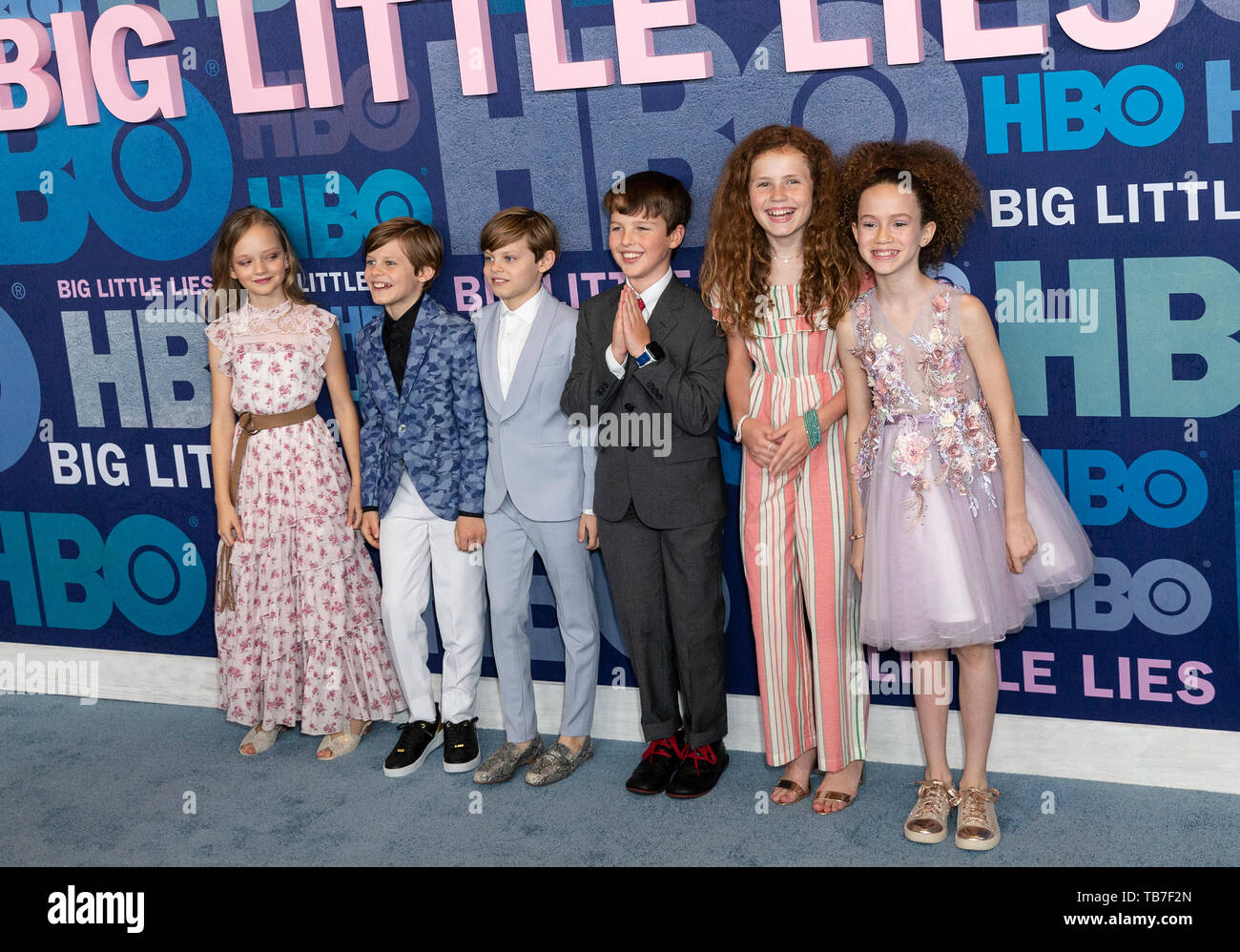 New York, Stati Uniti. 29 Maggio, 2019. Ivy George, Cameron Crovetti, Nicholas Crovetti, Iain Armitage, Darby Camp, Chloe Coleman frequentare HBO Un piccolo grande giace la stagione 2 Premiere al jazz presso il Lincoln Center Credito: Lev Radin/Pacific Press/Alamy Live News Foto Stock