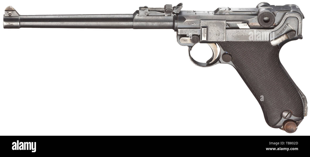 Piccole armi, pistole, Luger pistola 08, Parabellum calibro 9 mm, fabbricato da Deutsche Waffen- und Munitionsfabriken, Additional-Rights-Clearance-Info-Not-Available Foto Stock