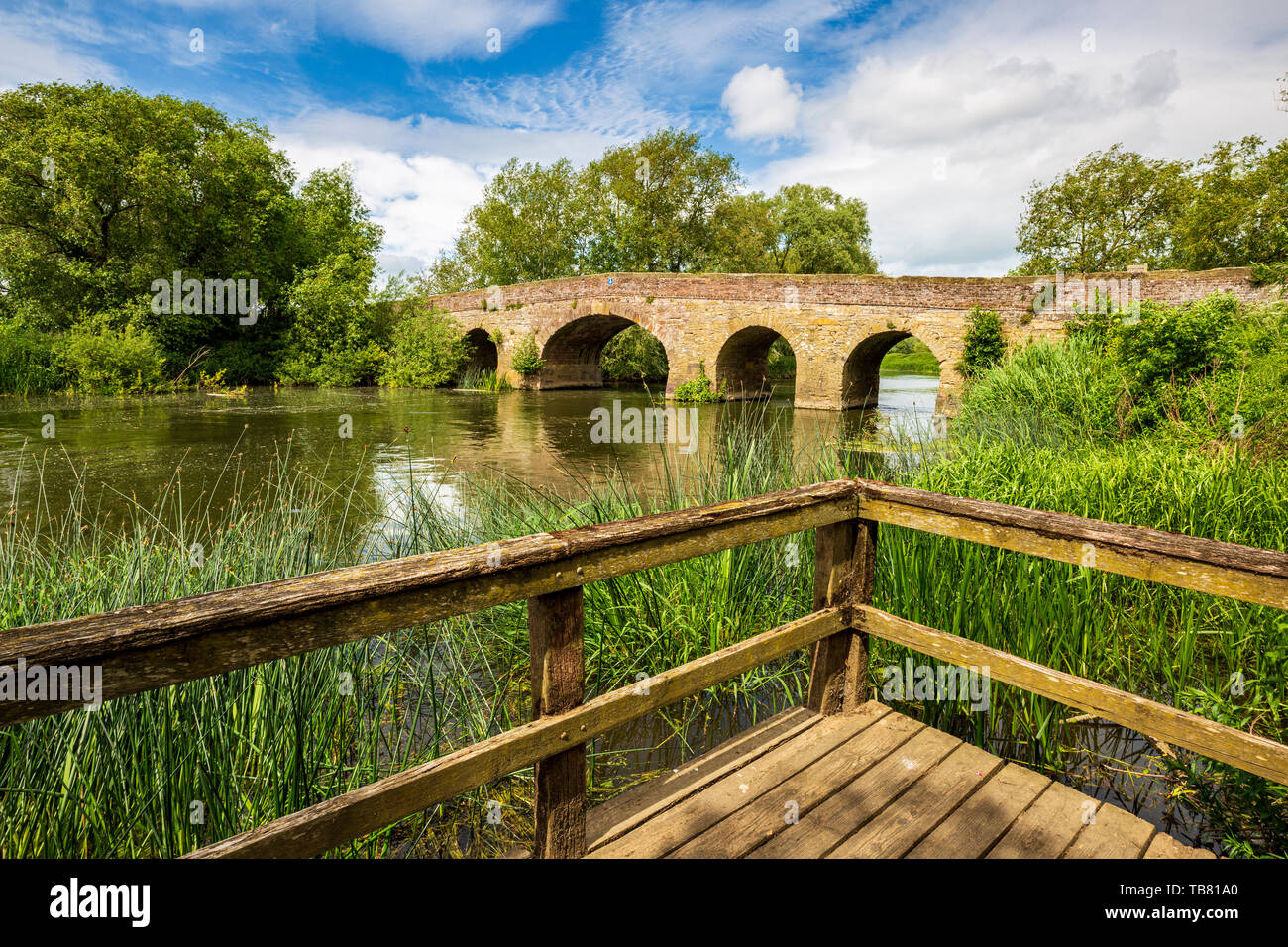 Il 15th ° secolo "Pershore Old Bridge" sul fiume Avon, Worcestershire, Inghilterra Foto Stock