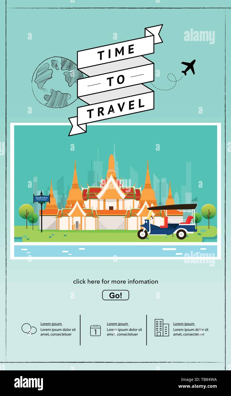 Infografico attrazione turistica dei punti di riferimento in Thailandia illustration design Illustrazione Vettoriale