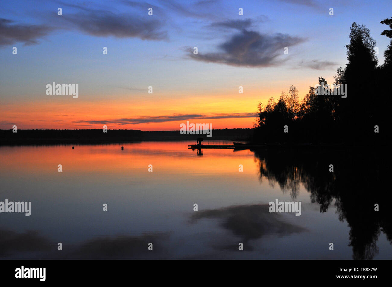 Tramonto al Bear Lake, Karujärv, Medve-tó, Estonia Foto Stock