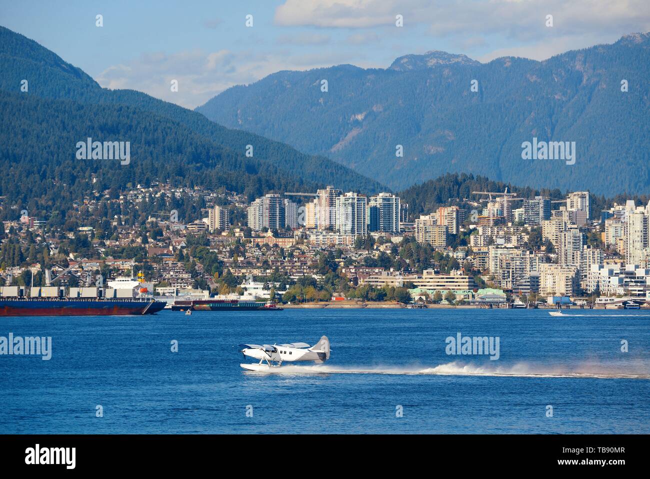 Un aquaplane prendendo il largo a Vancouver in Canada. Foto Stock