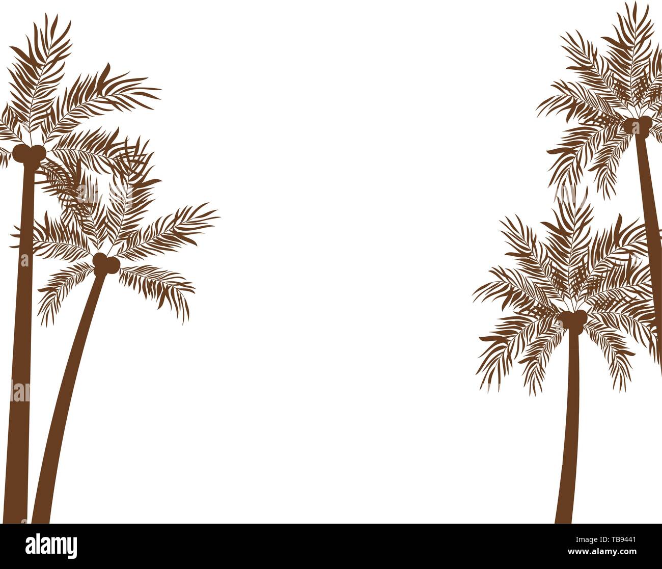 Albero di palma di cocco con in sfondo bianco Illustrazione Vettoriale
