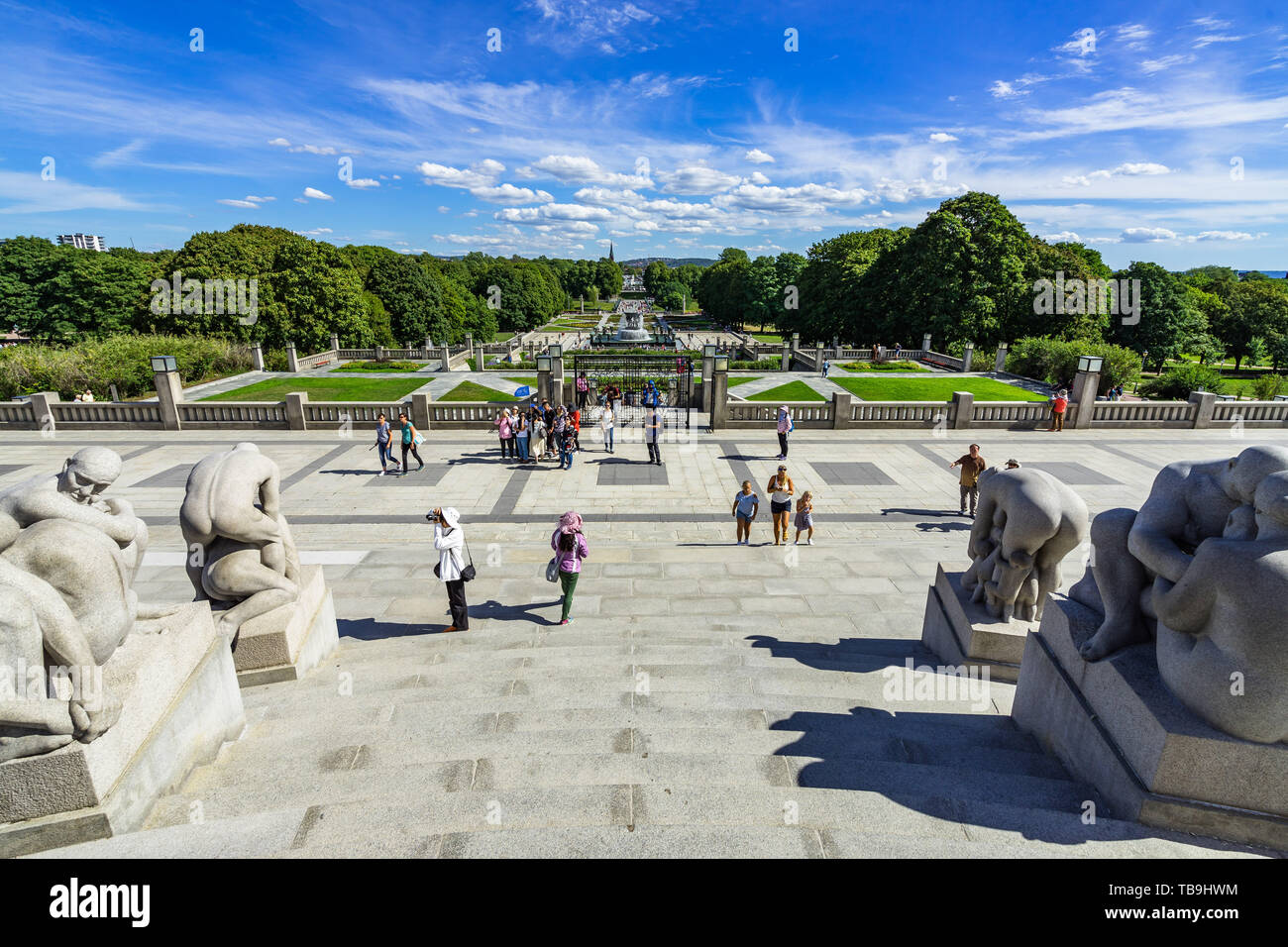 Oslo è il parco Vigeland è il più grande parco della scultura in tutto il mondo da un unico artista con 212 statue di scultore norvegese Gustav Vigeland, Norvegia Foto Stock