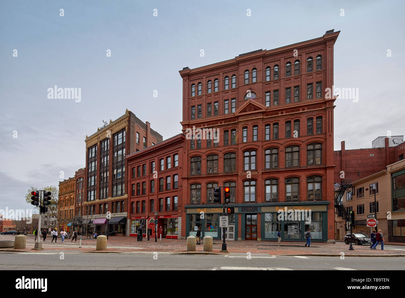 Lancaster blocco su Congress Street in Porland Maine USA Foto Stock