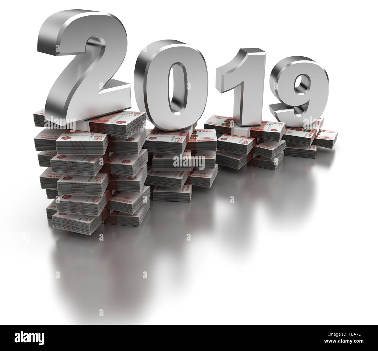 Cattiva economia russa 2019 (isolato su sfondo bianco) Foto Stock