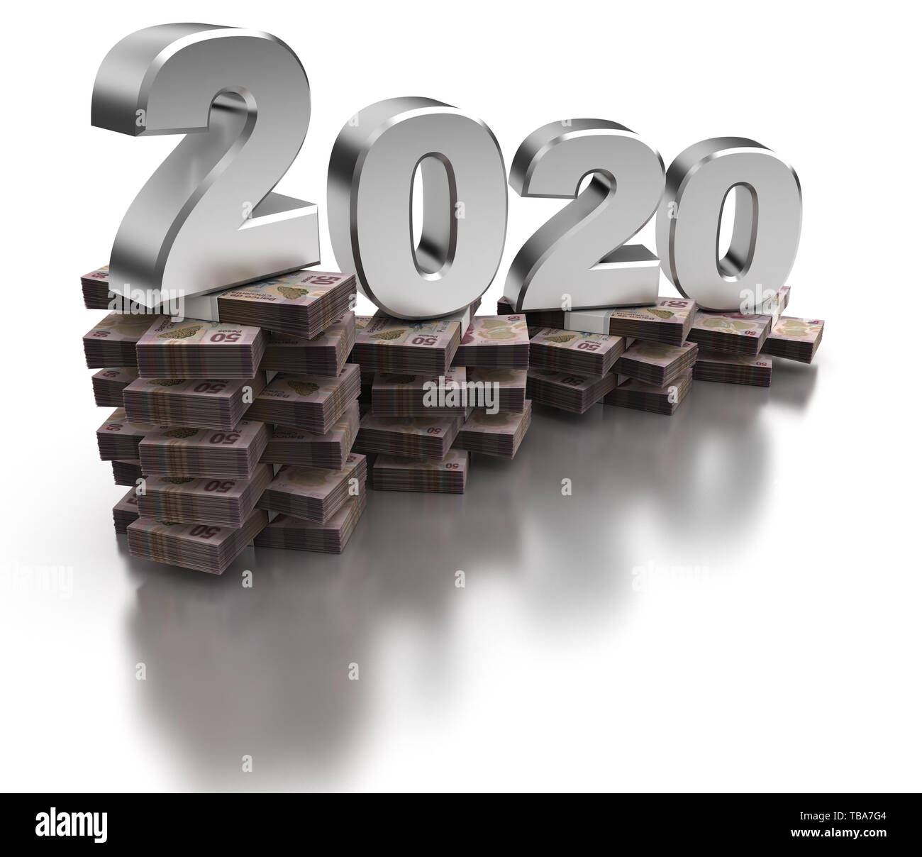 Cattiva economia messicana 2020 (isolato su sfondo bianco) Foto Stock