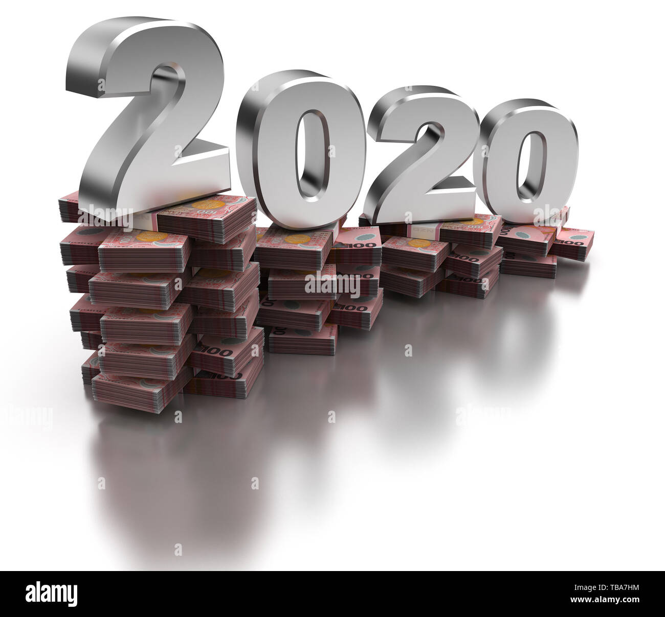 Bad Nuova Zelanda Economia 2020 (isolato su sfondo bianco) Foto Stock