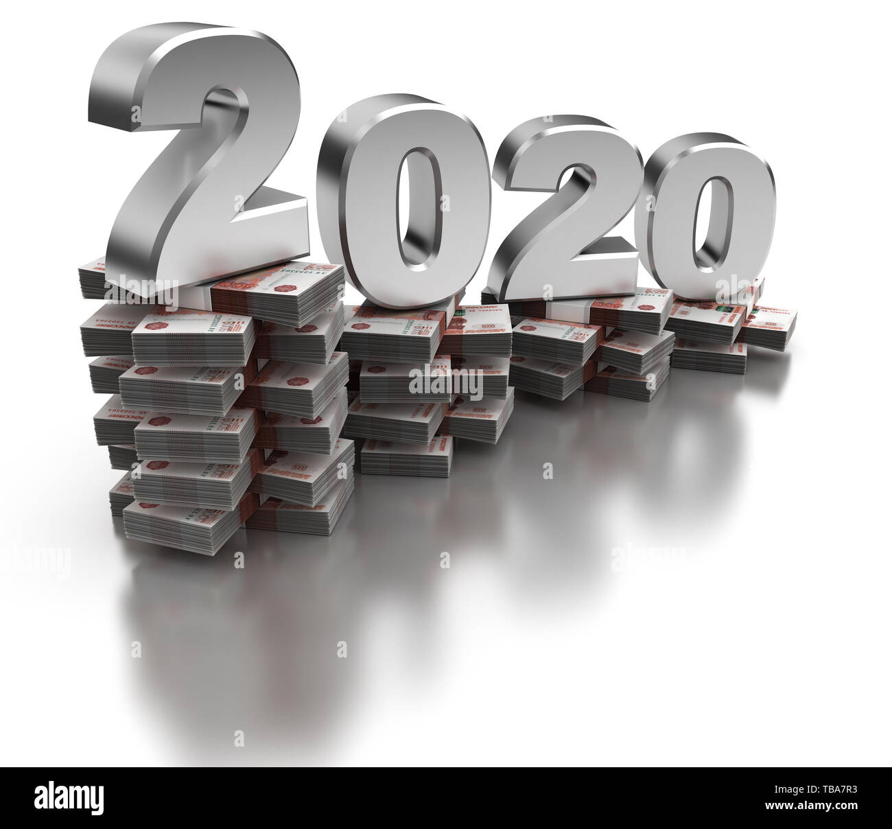 Cattiva economia russa 2020 (isolato su sfondo bianco) Foto Stock