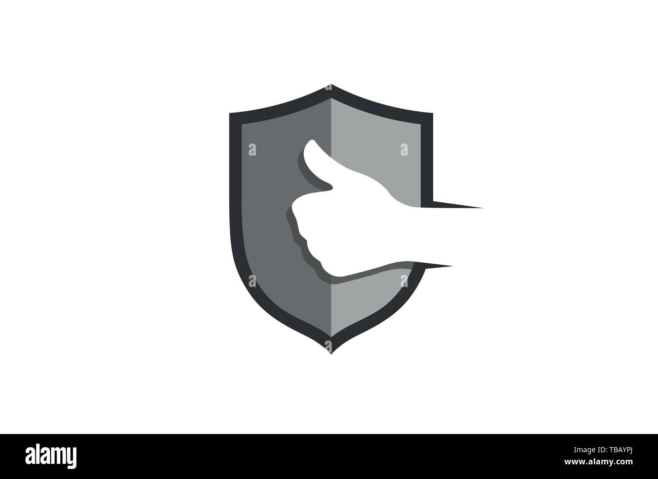 Creative protezione pollice Logo Design simbolo illustrazione vettoriale Illustrazione Vettoriale