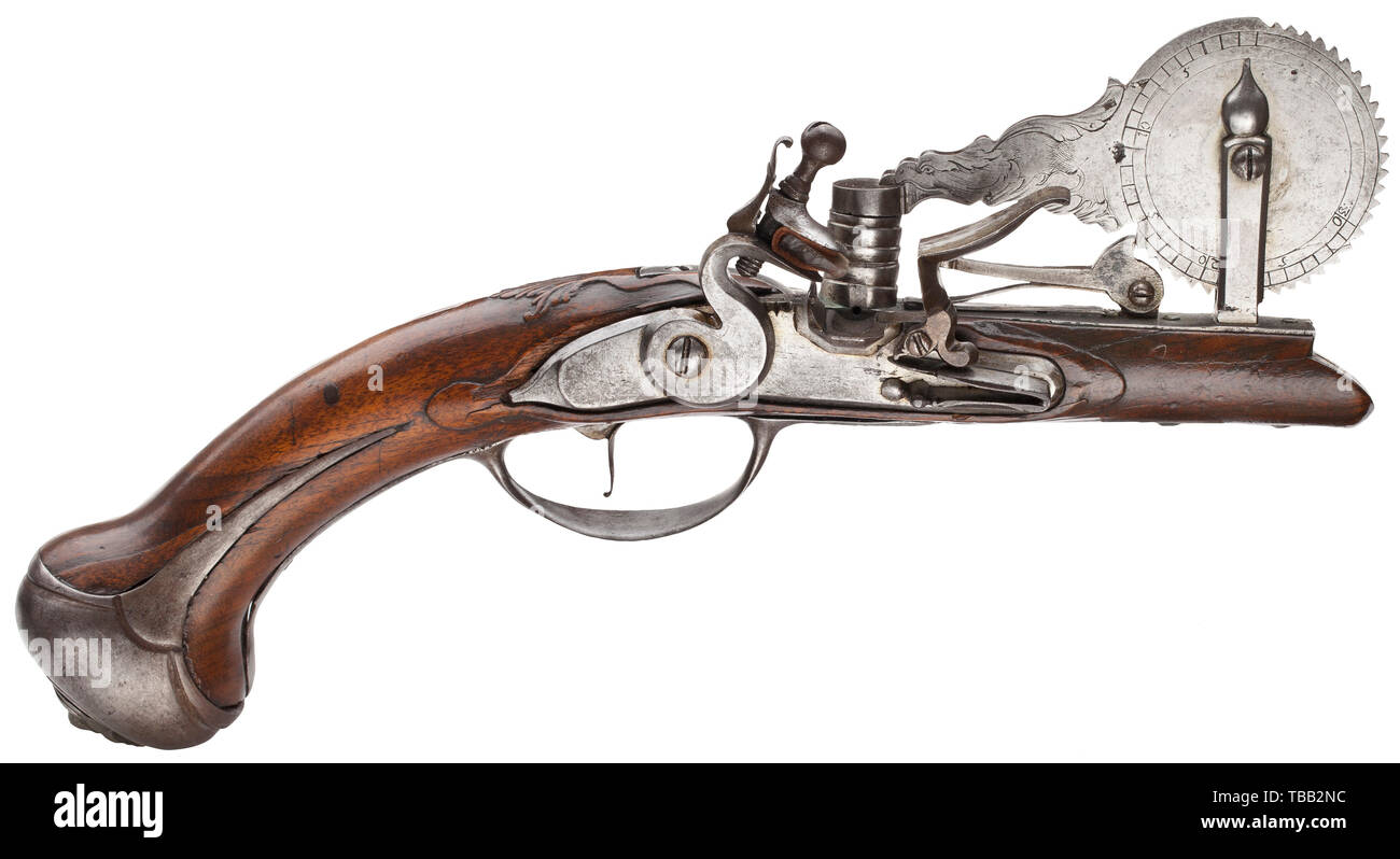 Piccole armi, pistole, flintlock pistol, Tedesco, circa 1720, con polvere il dispositivo di prova, Additional-Rights-Clearance-Info-Not-Available Foto Stock