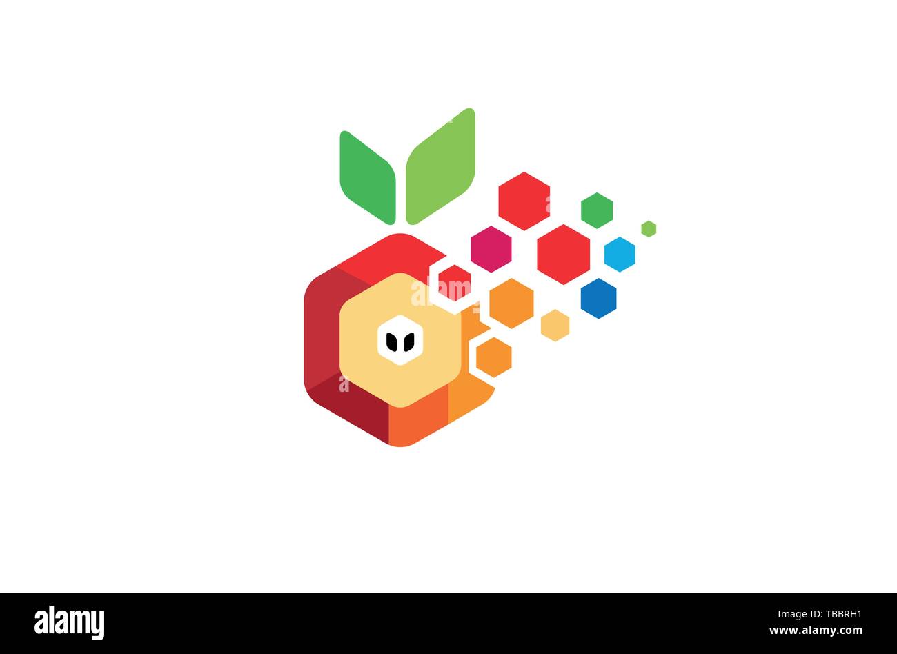 Creative lettera W pixel esagonale FruitLogo arancione simbolo Design Illustrazione Vettoriale Illustrazione Vettoriale