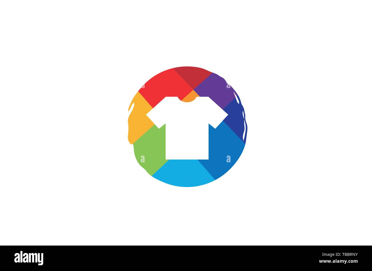 Creative circolare colorata colorata tshirt Logo Design simbolo illustrazione vettoriale Illustrazione Vettoriale