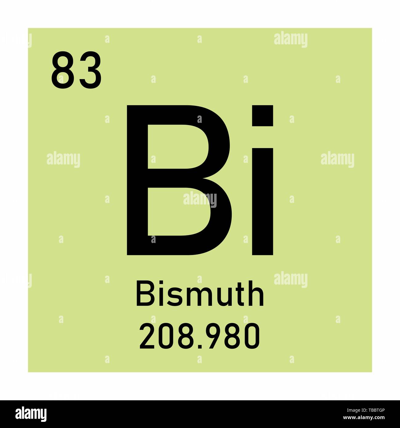 Illustrazione della tavola periodica di bismuto simbolo chimico Illustrazione Vettoriale