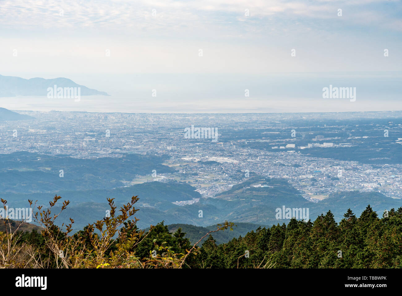 Vista sulla baia di Suruga dalla Skyline di Hakone Foto Stock