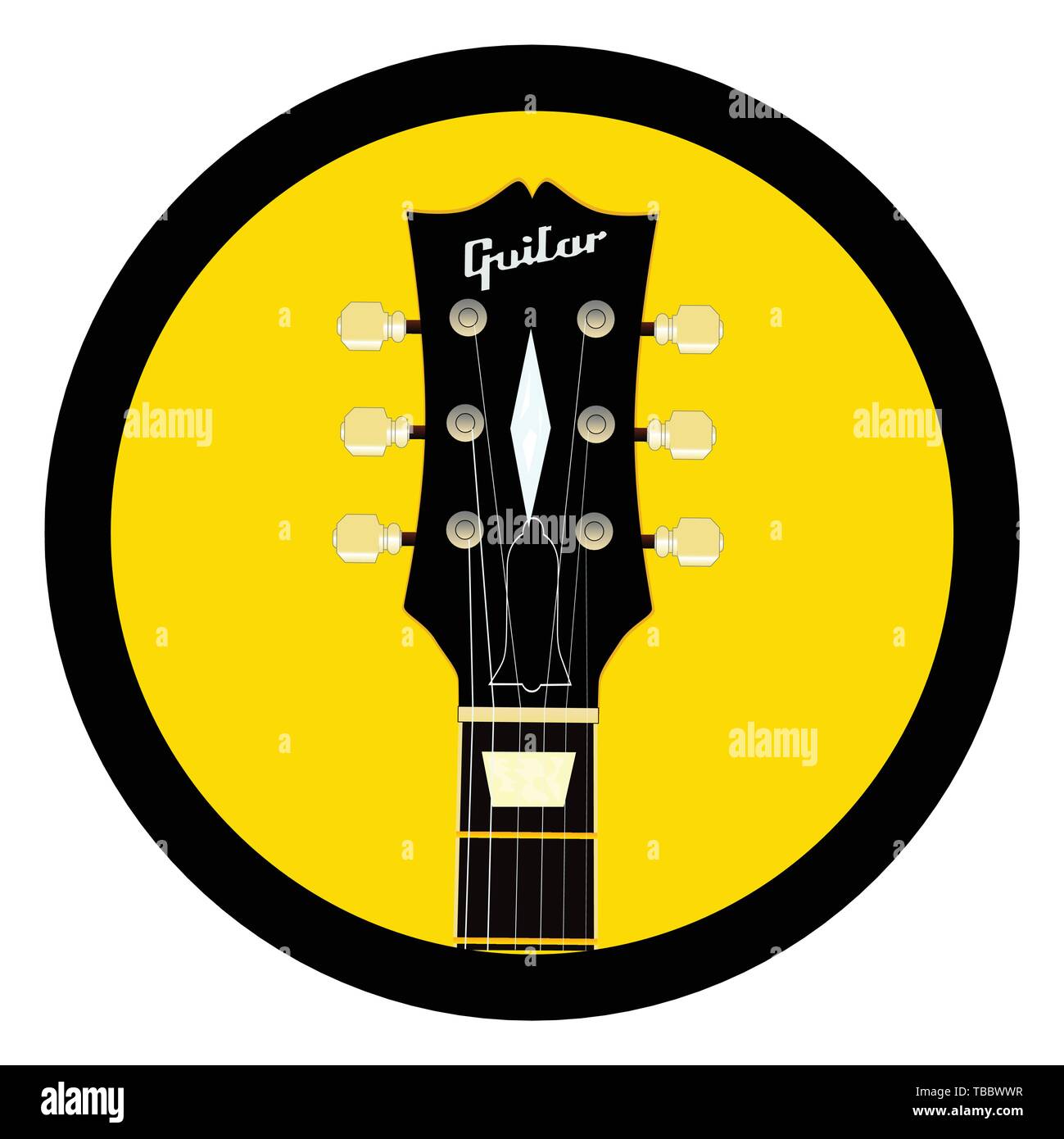 Una chitarra tradizionale paletta con le stringhe e sintonizzatori come icona Illustrazione Vettoriale