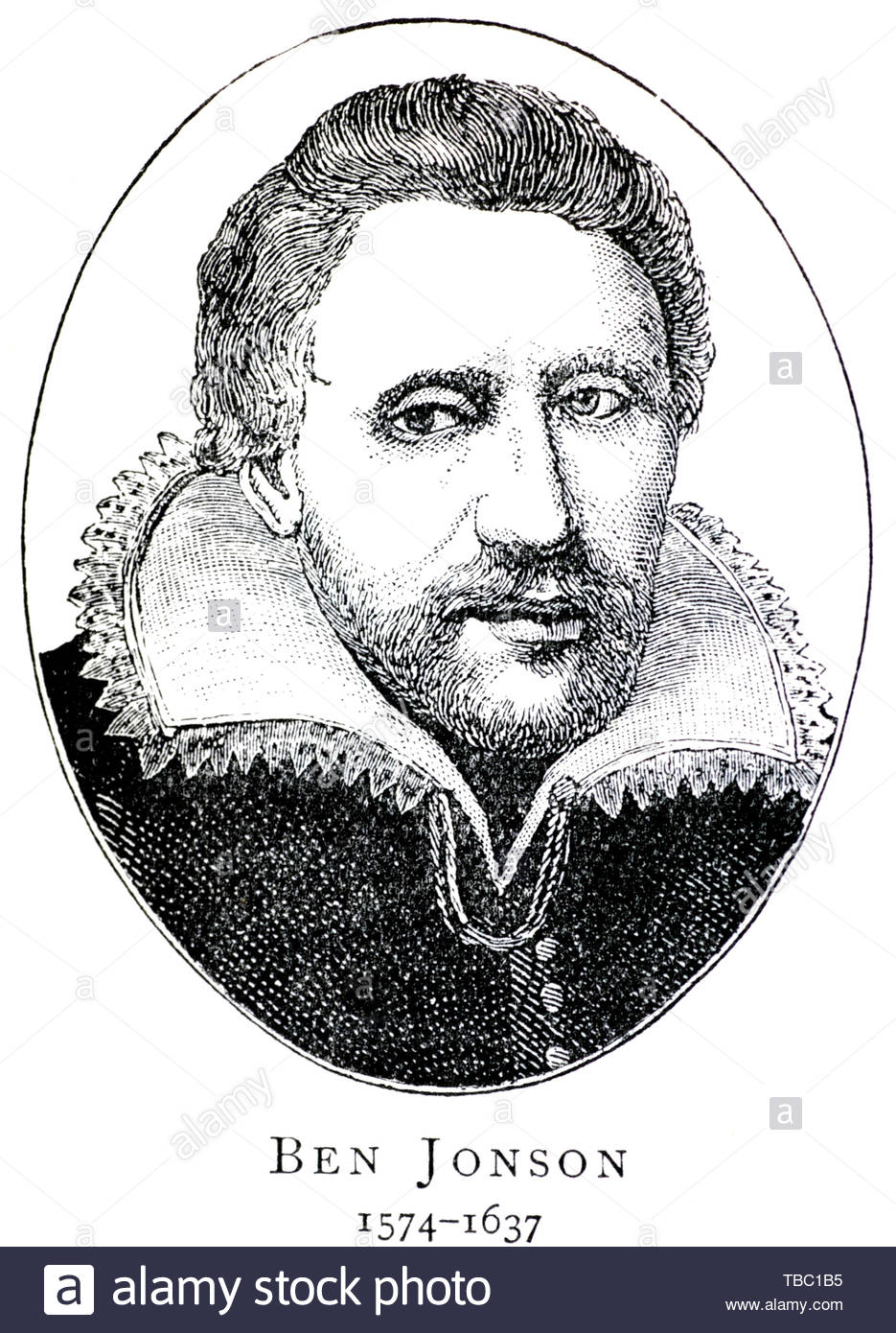 Ben Jonson ritratto, 1572 - 1637 era un drammaturgo inglese, poeta, attore e critico letterario Foto Stock