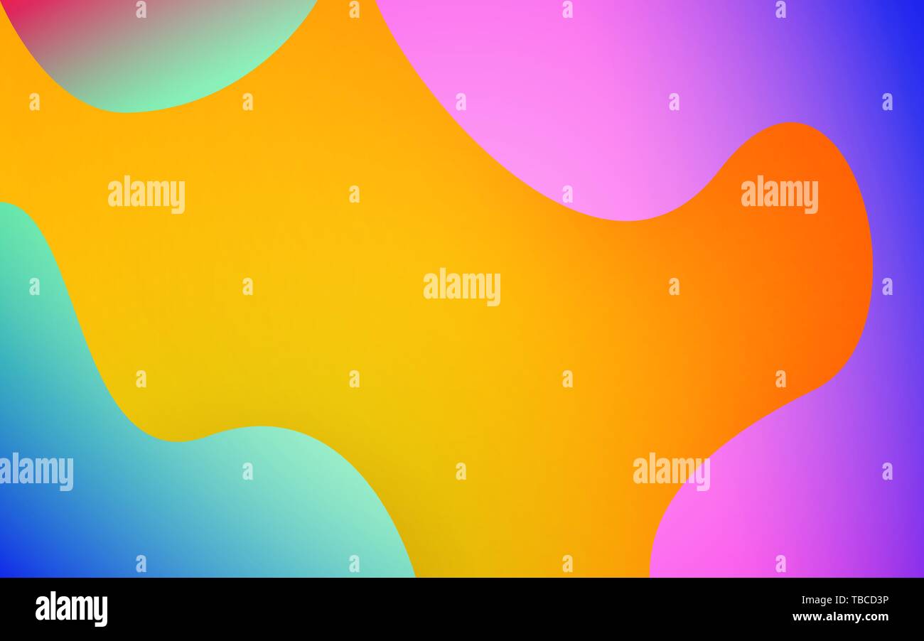 Abstract forme di fluido. Sfondo colorato. Design alla moda per poster, coperchio, web. Gradiente luminoso sfuma. Moderno vettore illustrazione. Illustrazione Vettoriale