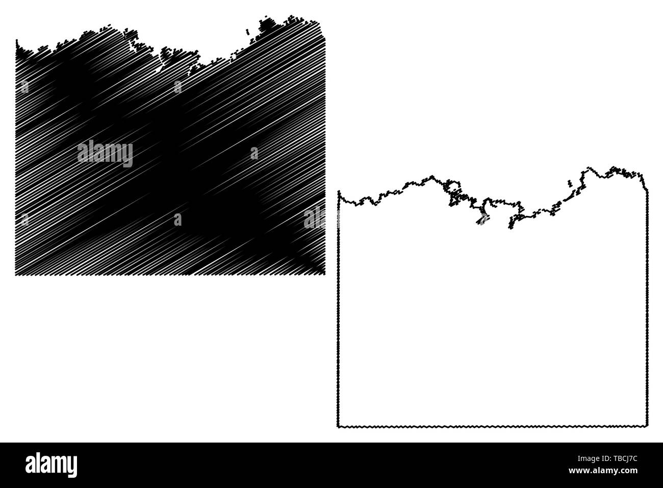 Cass County, Texas (contee in Texas, Stati Uniti d'America,USA, Stati Uniti, US) mappa illustrazione vettoriale, scribble sketch mappa Cass Illustrazione Vettoriale