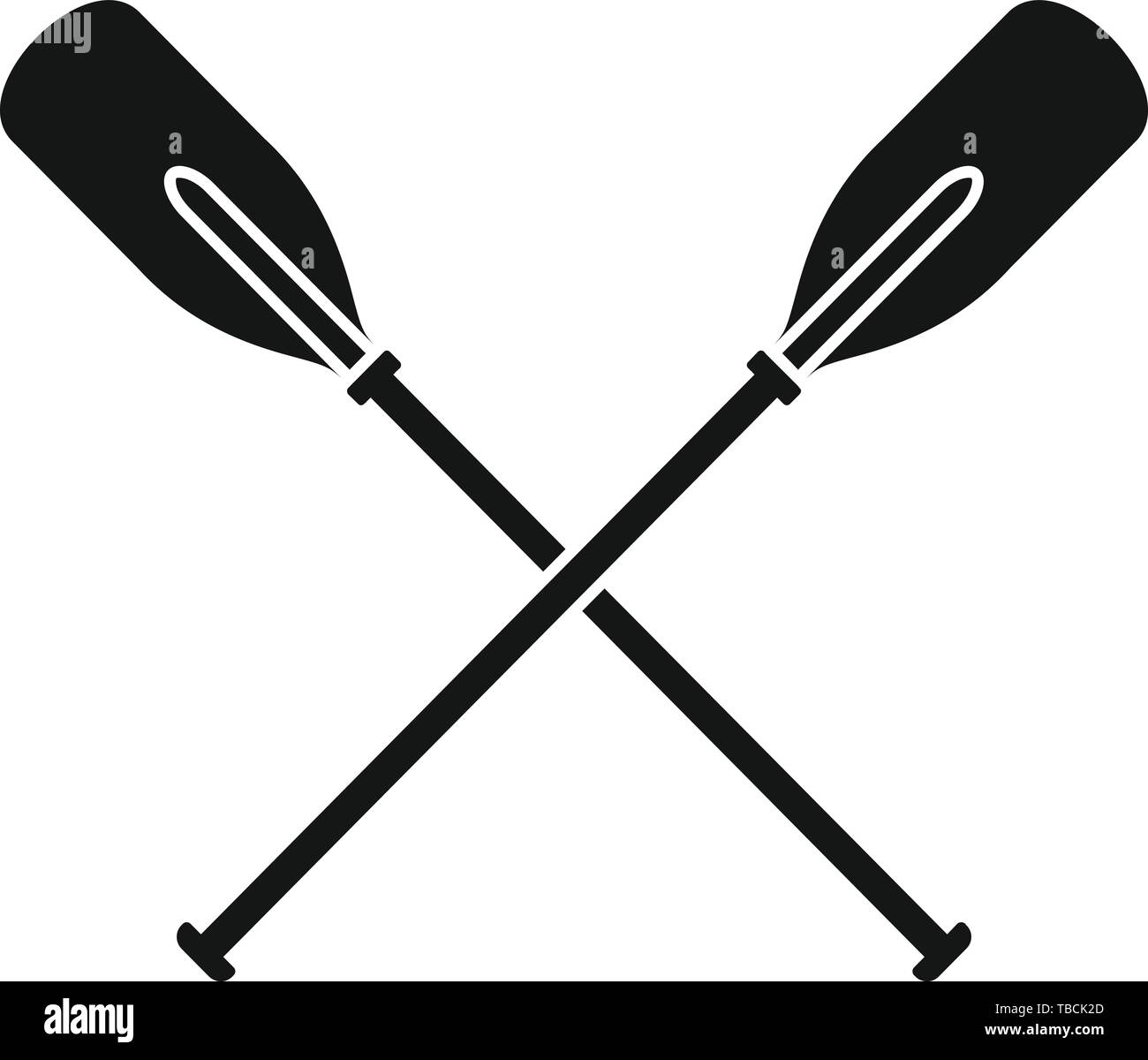 Attraversata una spatola di legno e la relativa icona. Illustrazione semplice di legno incrociate paddle icona vettore per il web design isolato su sfondo bianco Illustrazione Vettoriale