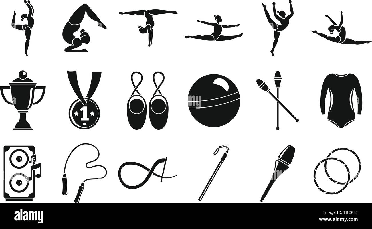 Sport ginnastica ritmica set di icone. Semplice insieme di sport di ginnastica ritmica icone vettoriali per il web design su sfondo bianco Illustrazione Vettoriale