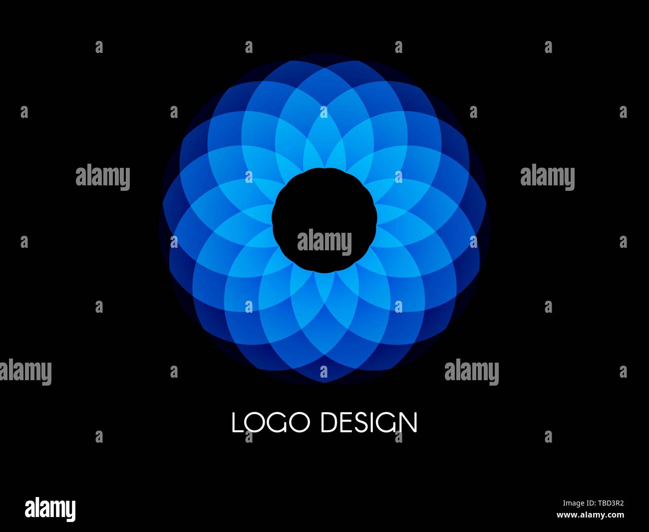 Blue logo design modello. Colore forma circolare. Abstract moderno simbolo di circolo. Blu elemento geometrico. Illustrazione Vettoriale. Illustrazione Vettoriale