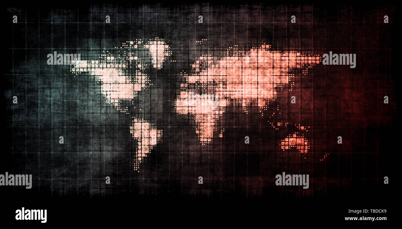 Il vapore Punk Mappa mondo futuristico e il tema Retro Foto Stock