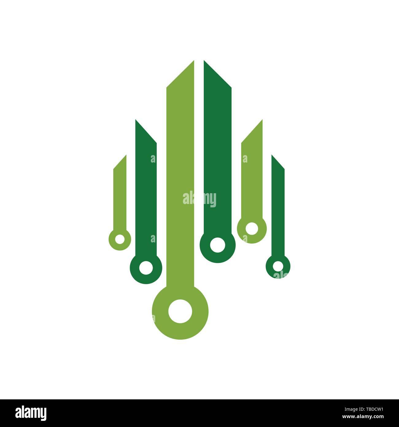 Verde concetto crescente Cityscape simbolo vettore Logo grafico del modello di progettazione Illustrazione Vettoriale