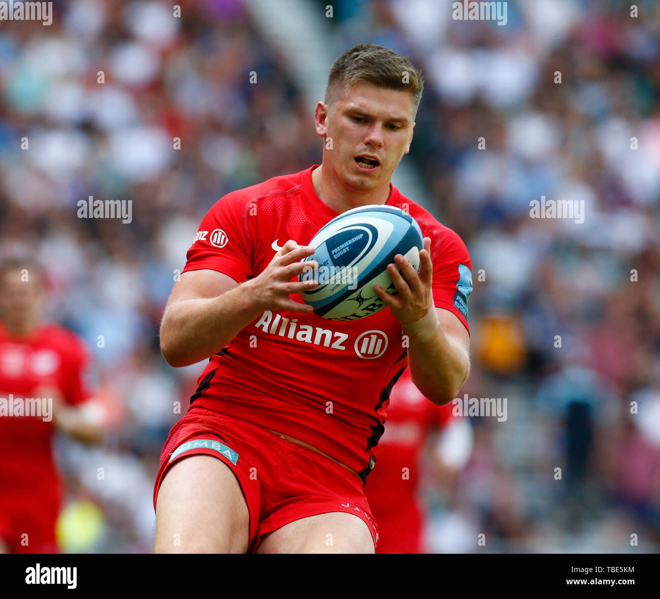Londra, Regno Unito. Dal 01 Giugno, 2019. Owen Farrell dei Saraceni durante la Premiership Gallagher finale di Rugby tra Exeter Chiefs e saraceni a Twickenham Stadium di Londra il 01 giugno 2019 il credito: Azione Foto Sport/Alamy Live News Foto Stock