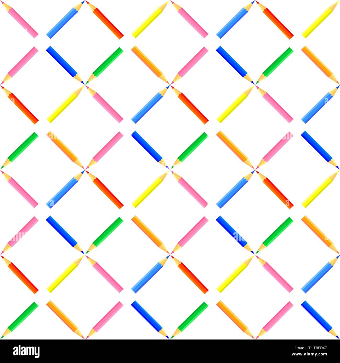 Vettore rattern seamless pattern. Griglia Creata da appuntite matite colorate. Un buon sito di sfondo per gli artisti, tessili, bambini. Illustrazione Vettoriale