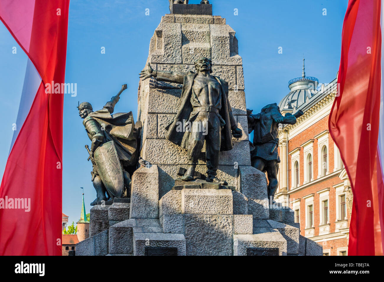 Una vista del Grunwald Monumento a Cracovia Polonia Foto Stock