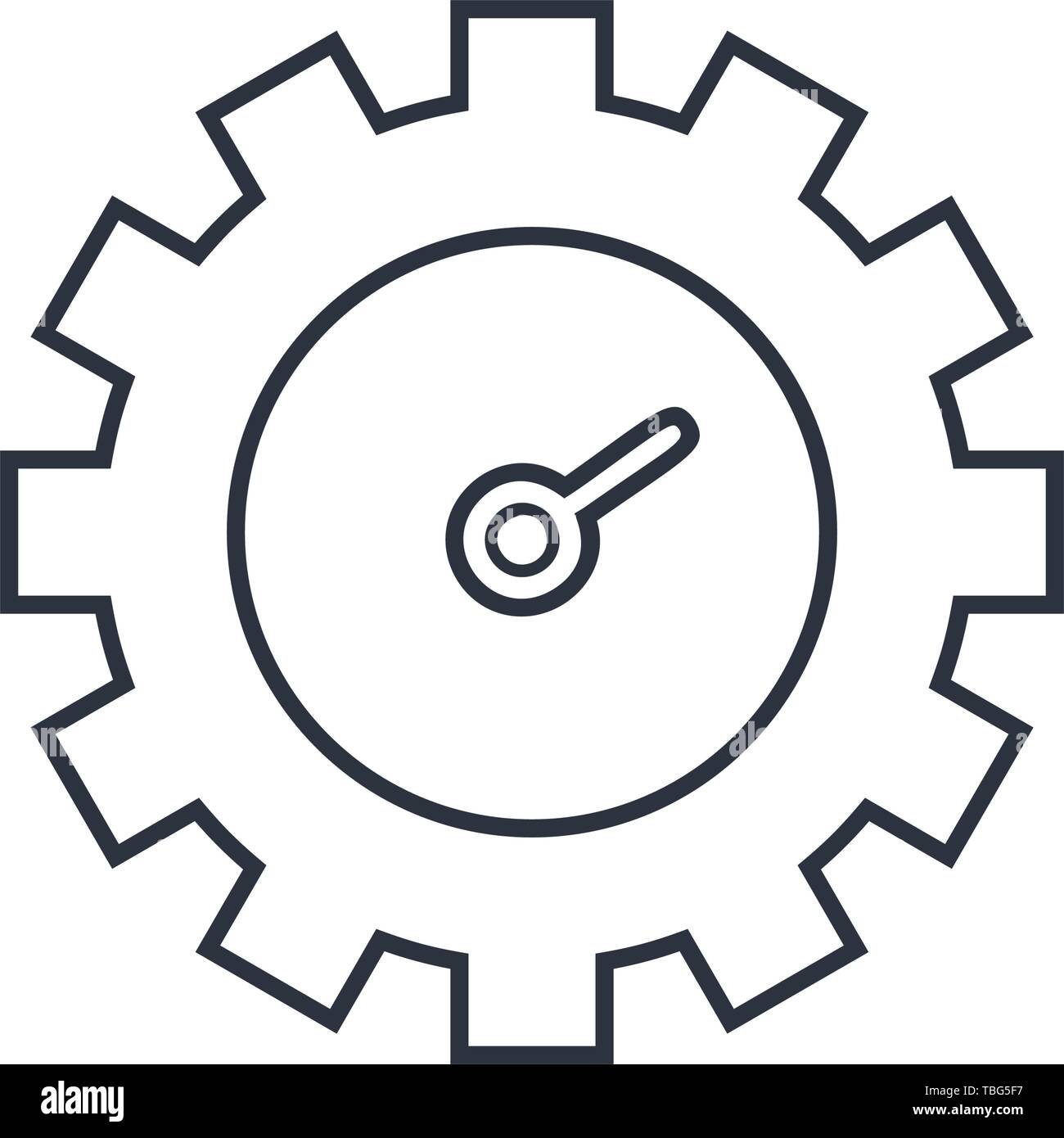 Ingranaggio orologio icona vettore - guarda il design piatto Illustrazione Vettoriale