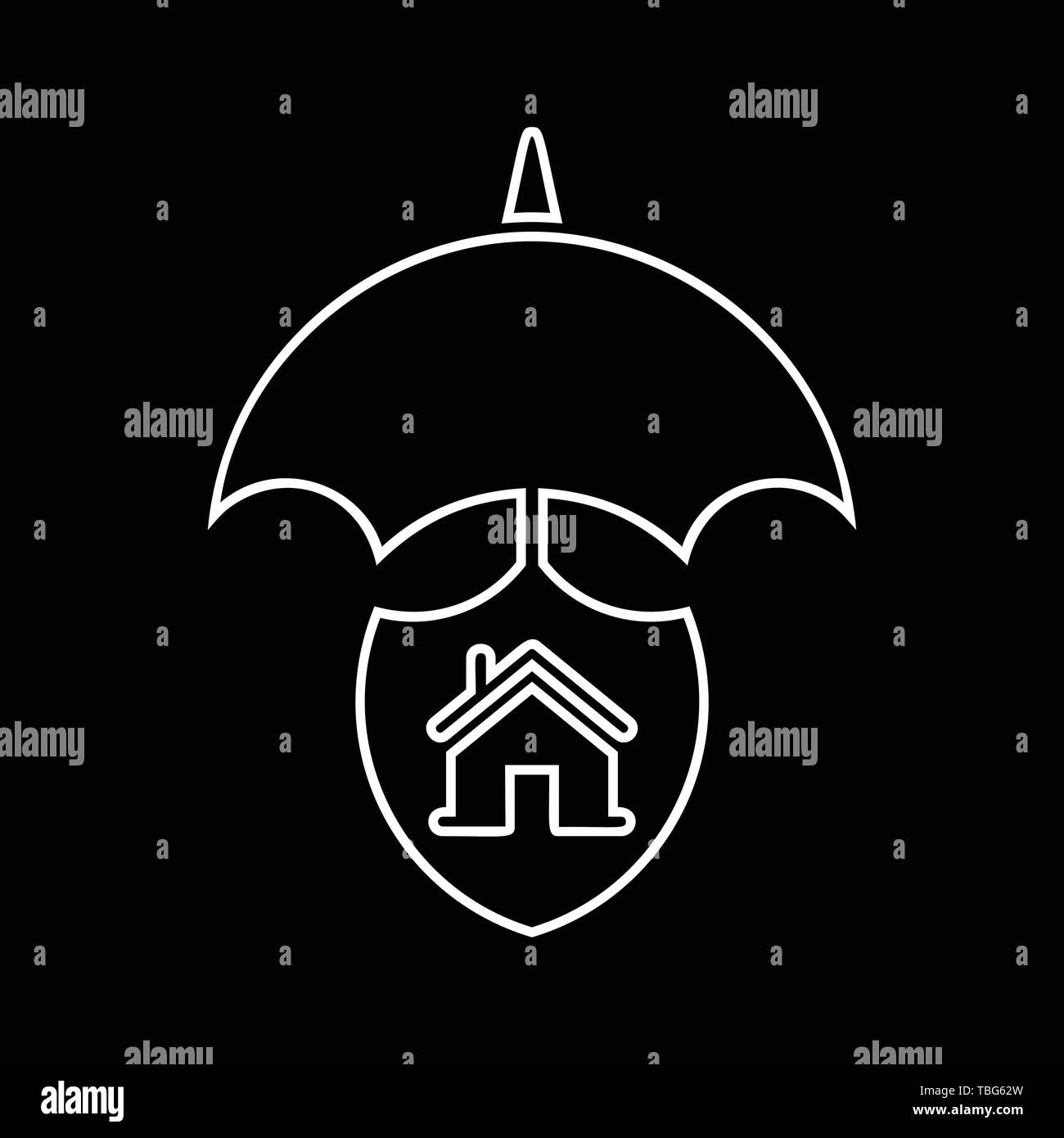 Protezione casa segno - Immobiliare icona di sicurezza Illustrazione Vettoriale