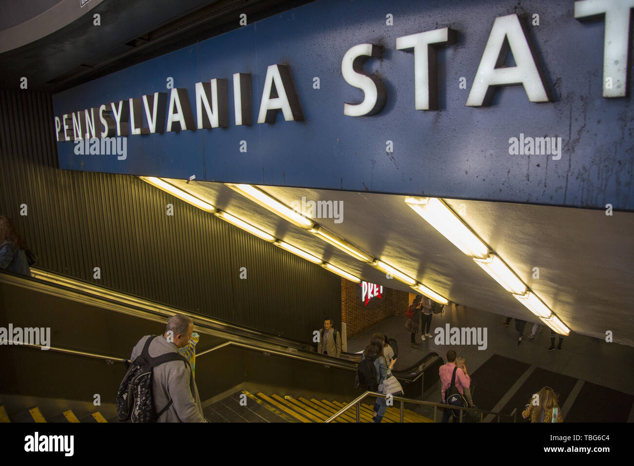 Ingresso alla stazione in Pennsylvania dalla 7th Avenue e la 32th Street a Manhattan, New York City. Foto Stock