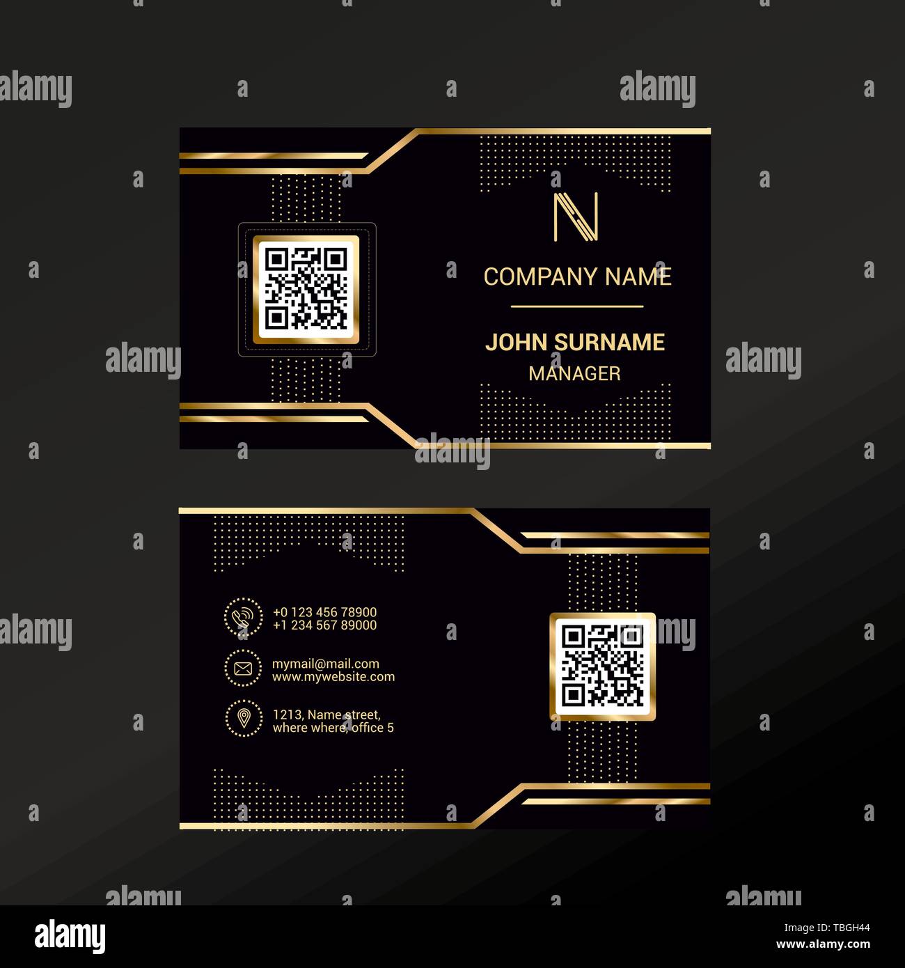 Business card modello con Nero sfondo Deluxe Illustrazione Vettoriale