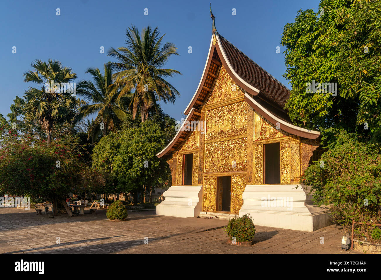 Wat Xieng Thong tempio buddista, Luang Prabang, Sito Patrimonio Mondiale dell'UNESCO, Laos, Indocina, sud-est asiatico, Foto Stock