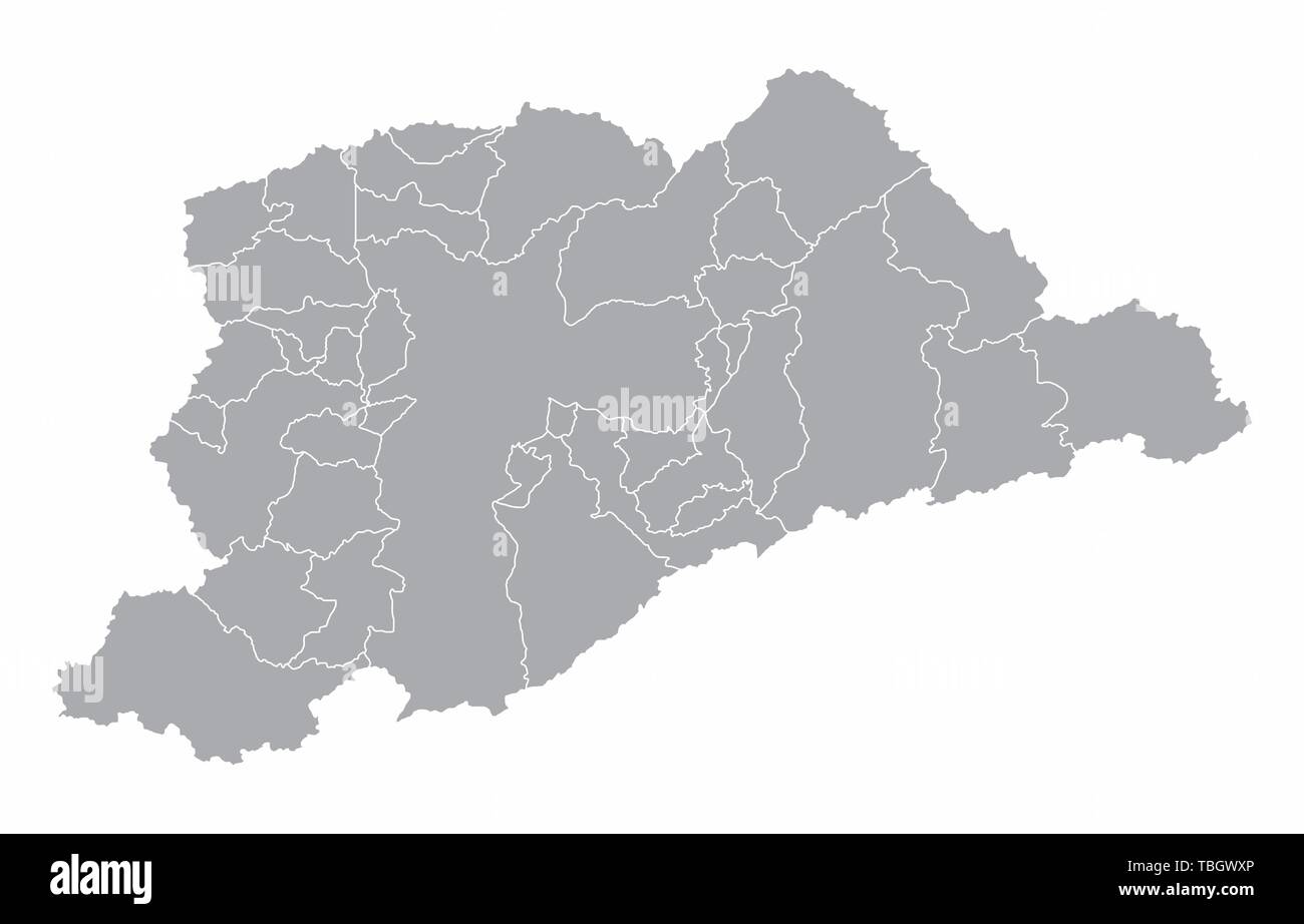 Una mappa di Sao Paulo regione metropolitana con frontiere comuni, Brasile Illustrazione Vettoriale