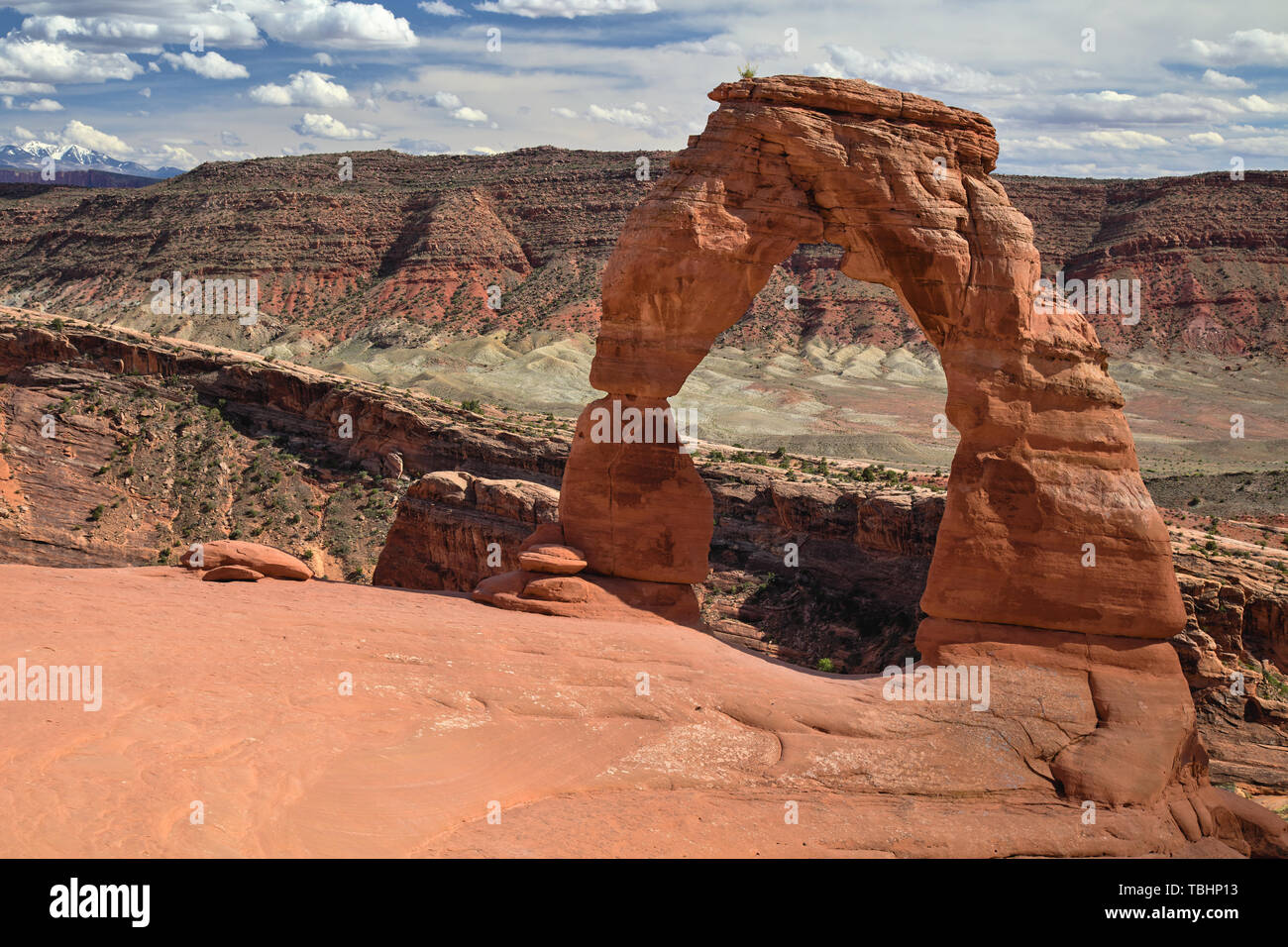 Delicate Arch, Arches National Park, Moab, Pagina, STATI UNITI D'AMERICA Foto Stock