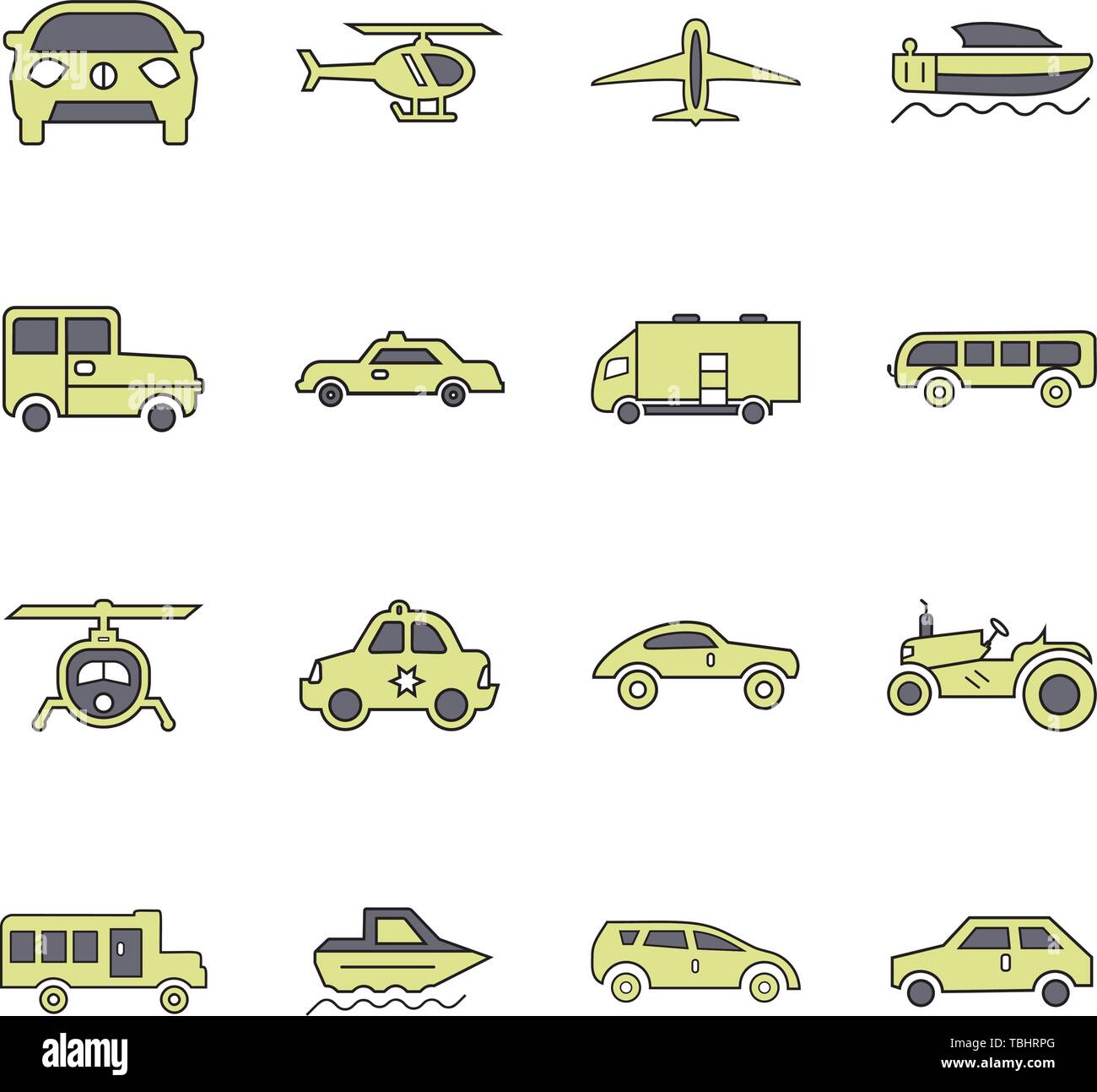 Trasporto di linea sottile colorato set di icone Illustrazione Vettoriale
