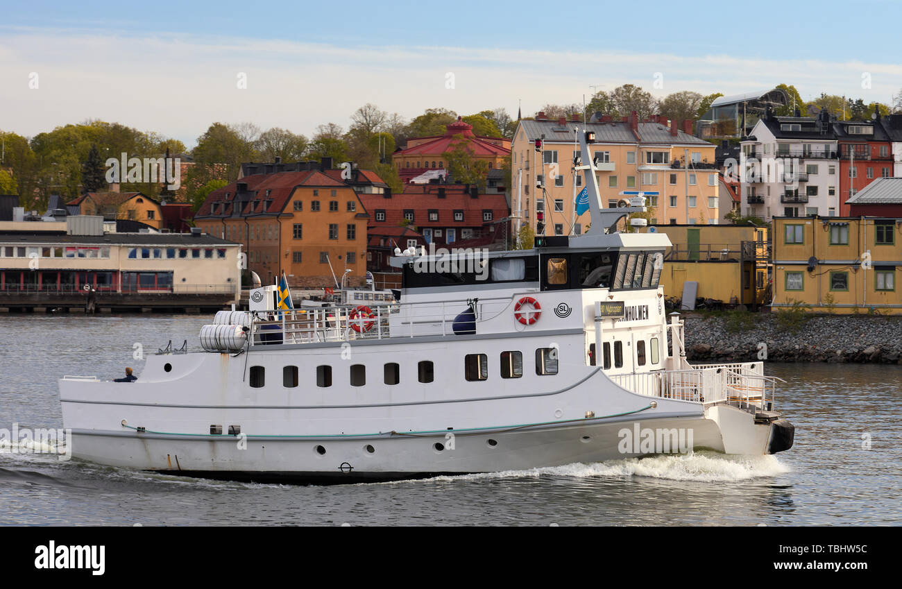 SL commuter boat Kanholmen a Stoccolma, Svezia Foto Stock