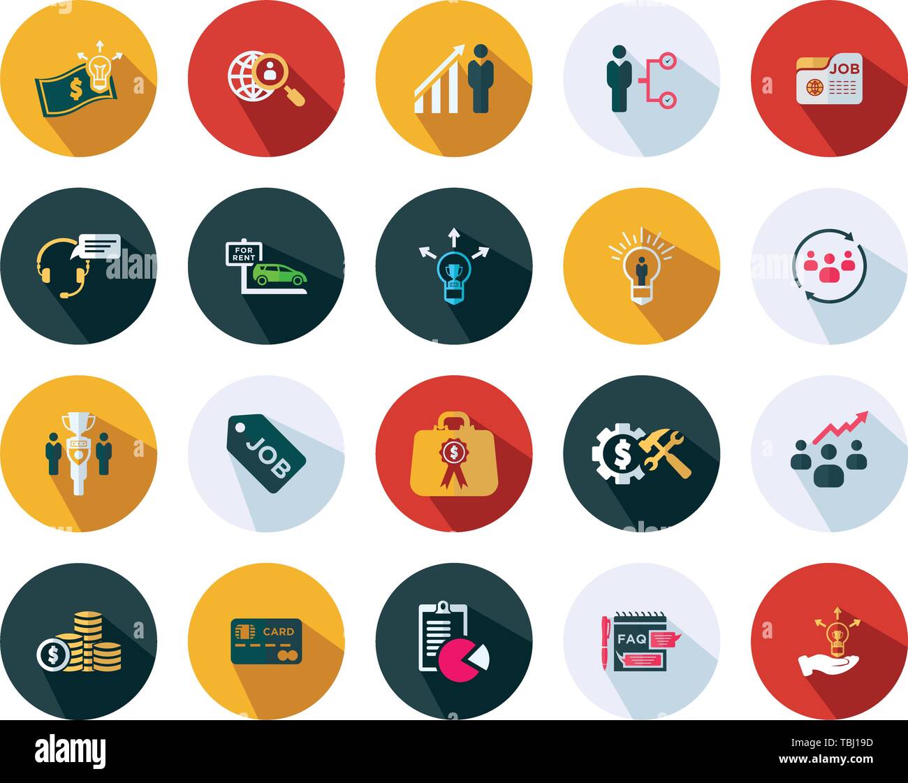 Sviluppo aziendale di set di icone - Business piatto set di segno Illustrazione Vettoriale