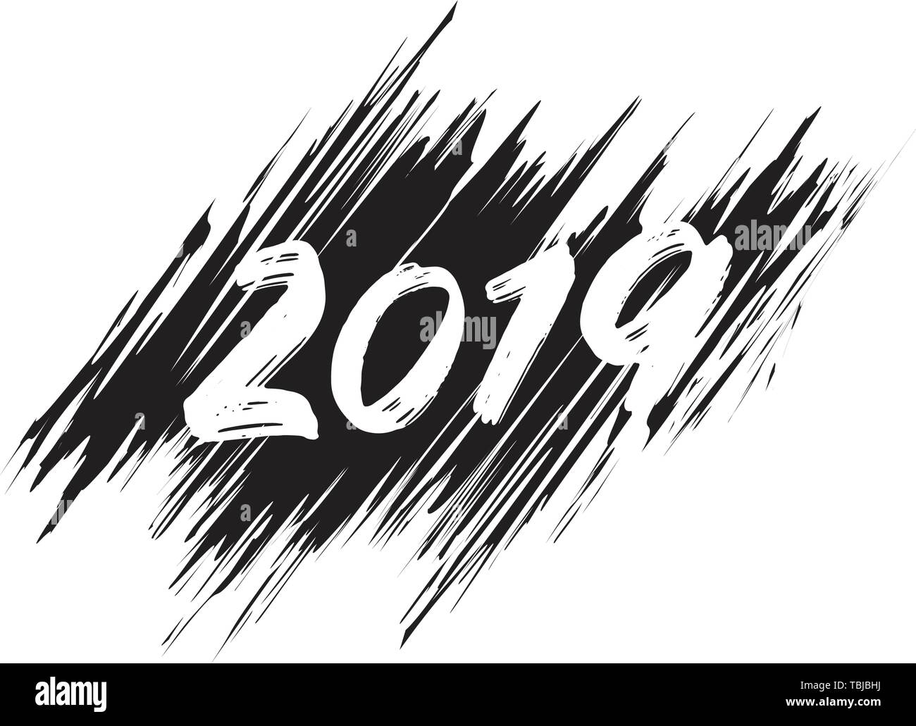 2019 Felice Anno Nuovo design della scheda vettore - felice anno nuovo saluto illustrazione colorata con i numeri 2019 Illustrazione Vettoriale