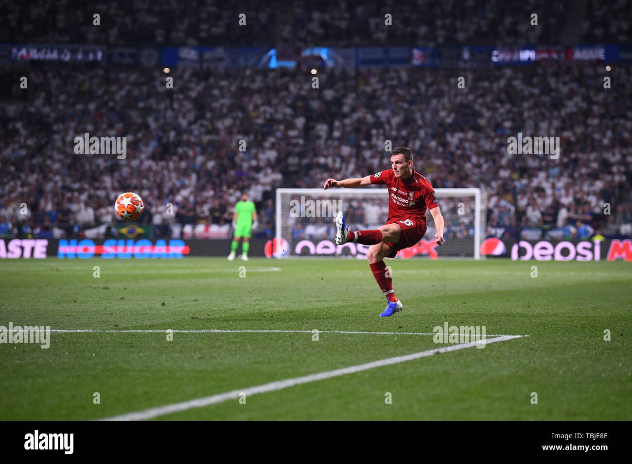 Madrid, Spanien. Dal 01 Giugno, 2019. Andrew Robertson (Liverpool). Calcetto: Finale di UEFA Champions League 2019: Tottenham Hotspurs vs Liverpool FC, Madrid, Giugno 1, 2019 | Utilizzo di credito in tutto il mondo: dpa/Alamy Live News Foto Stock