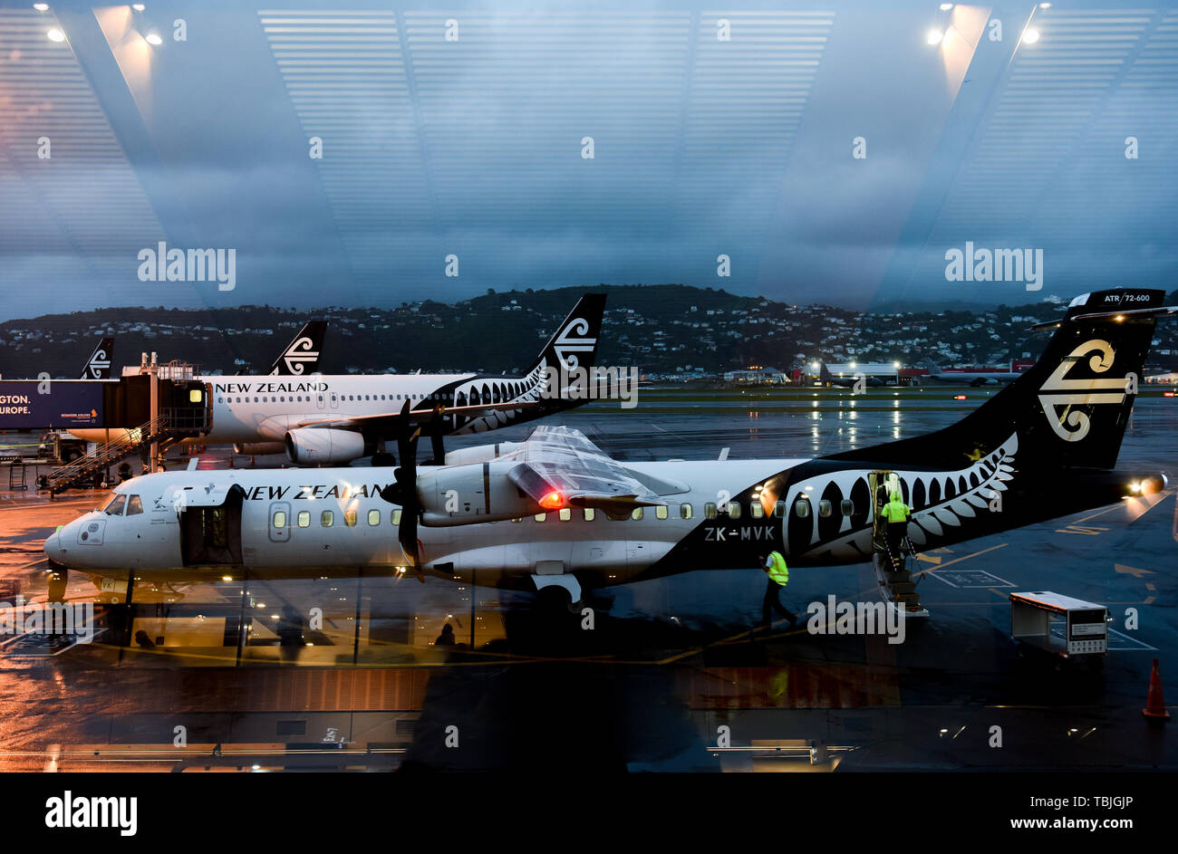 Wellington. Il 1 giugno, 2019. File foto prese su Ott. 30, 2018 mostra Aria Nuova Zelanda aerei all'Aeroporto di Wellington a Wellington, Nuova Zelanda. Un Aria Nuova Zelanda piano da Palmerston North a Christchurch è stato costretto a tornare su Giugno 1, 2019 dopo essere stato colpito da un fulmine. L'incidente ha avuto luogo meno di dodici ore dopo un altro aereo Nuova Zelanda volo da Auckland a Tahiti è stato colpito da un fulmine a circa dieci minuti dopo che esso ha preso il via il venerdì sera i media locali hanno riferito. Credito: Guo Lei/Xinhua/Alamy Live News Foto Stock