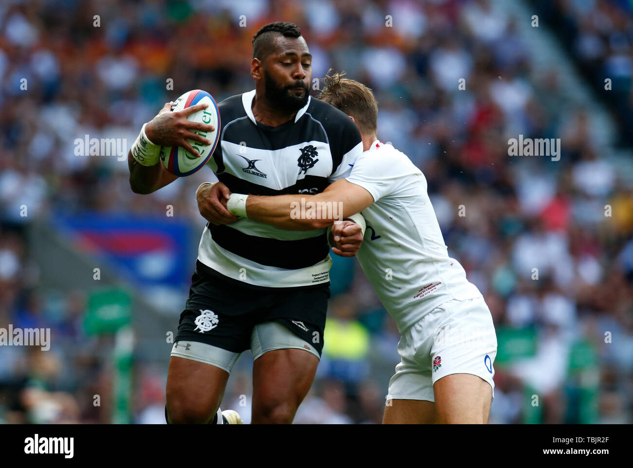 Londra, Regno Unito. 02Giugno, 2019. Taqele Naiyaravoro dei barbari durante Quilter Cup tra i barbari e Inghilterra XV a Twickenham Stadium di Londra il 02 giugno 2019 il credito: Azione Foto Sport/Alamy Live News Foto Stock