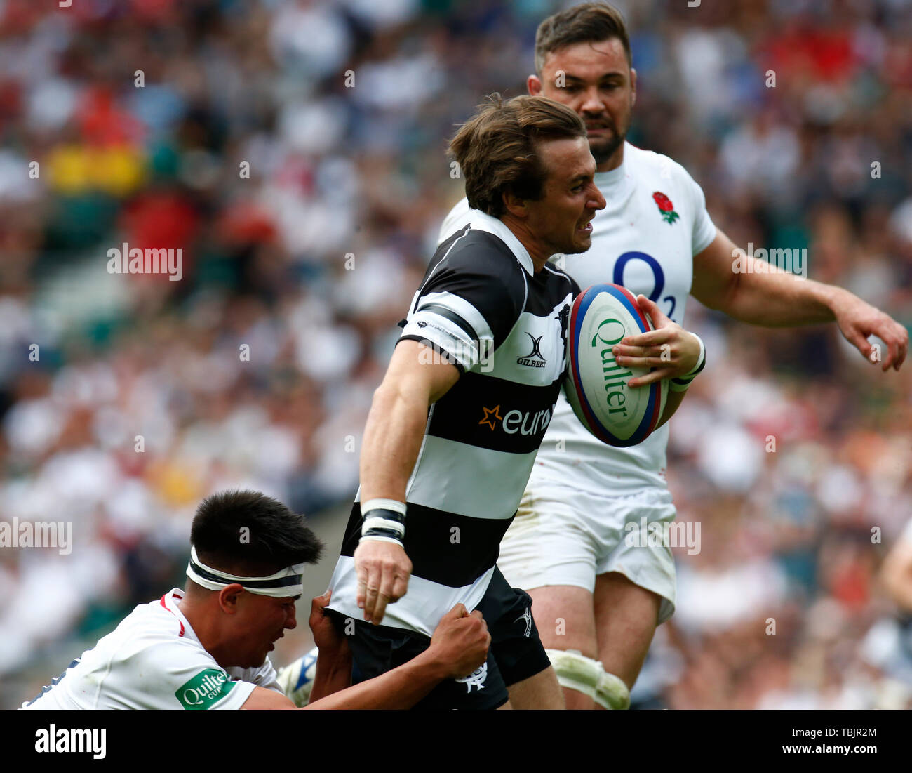 Londra, Regno Unito. 02Giugno, 2019. Rhodri Williams di barbari durante Quilter Cup tra i barbari e Inghilterra XV a Twickenham Stadium di Londra il 02 giugno 2019 il credito: Azione Foto Sport/Alamy Live News Foto Stock