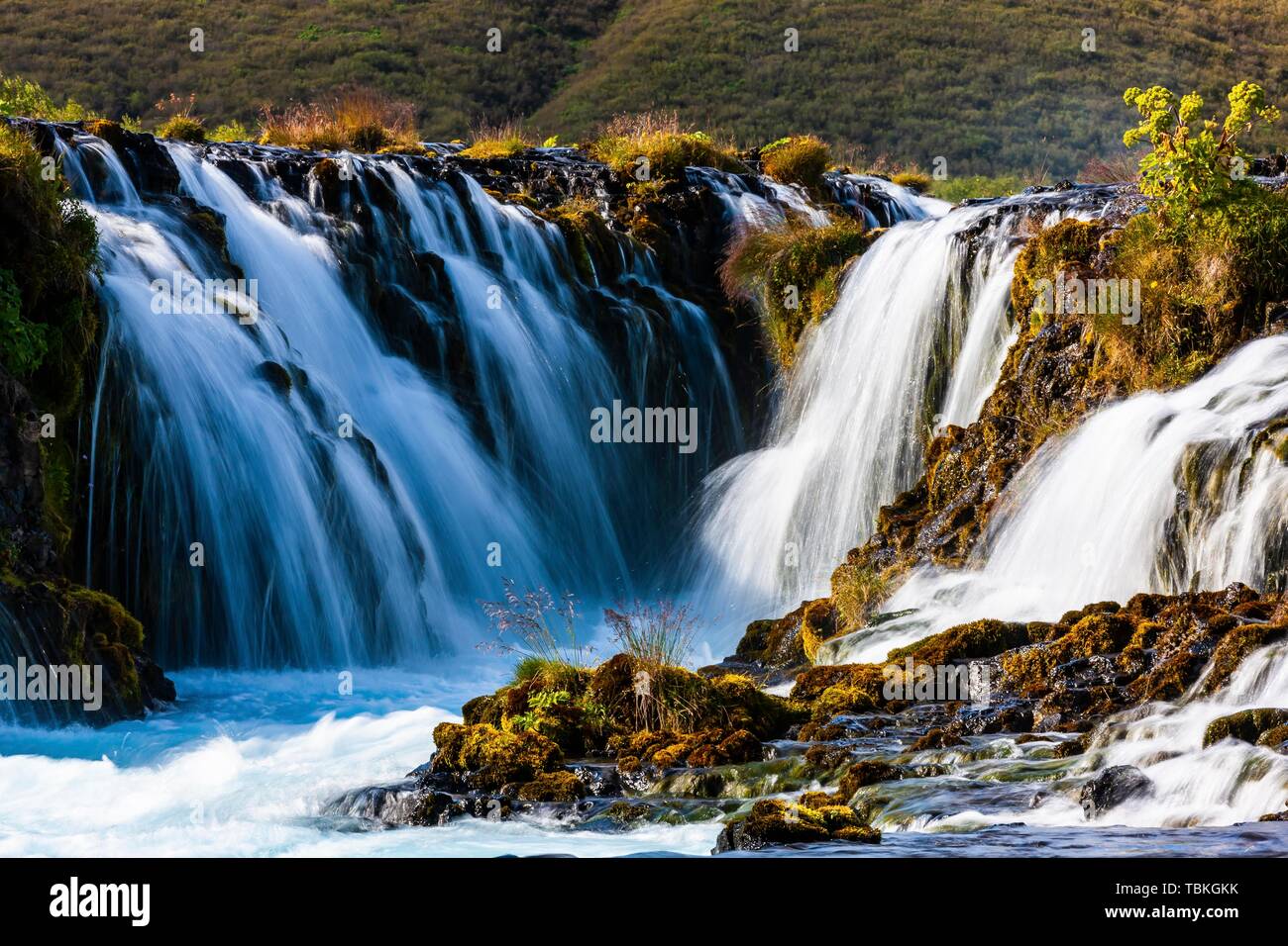 Bruarfoss cascata in estate, Sud Islanda Islanda Foto Stock