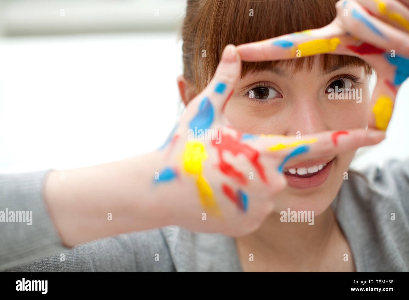 Coloratissimo graffito per la mano Foto Stock