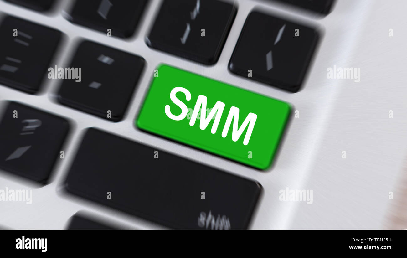 SMM parola sul verde inserire pulsante tastiera Foto Stock