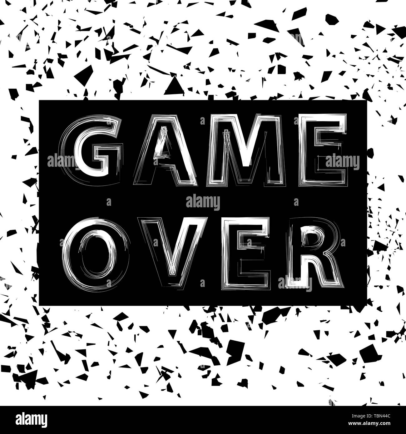 Gioco di grunge oltre il segno. Il concetto di gioco. Video dello schermo di gioco. Tipografia Poster Design Illustrazione Vettoriale